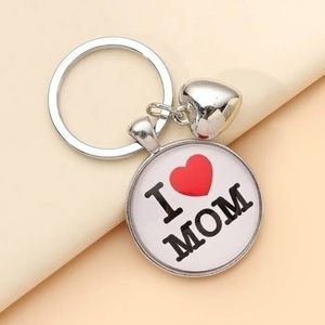 I Love Mom Charm Keyring Keychain Silver Plated Heart Mother's Day Gift
